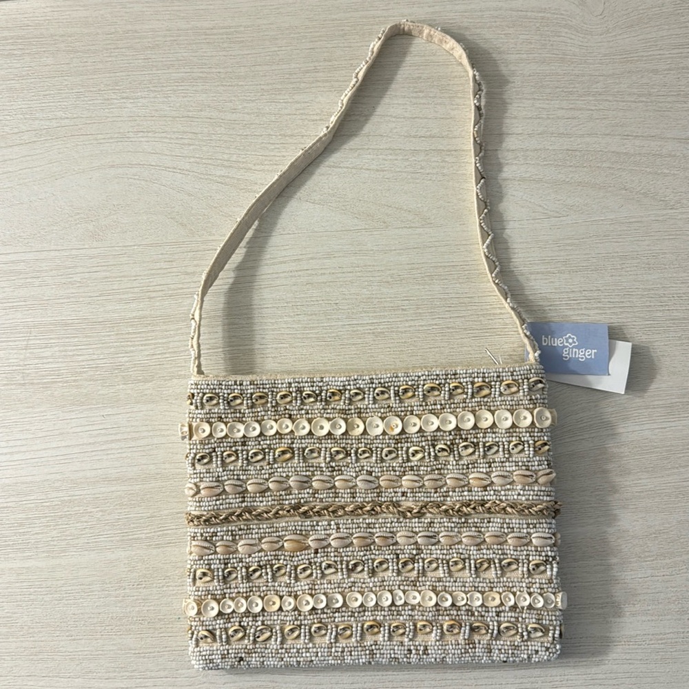 Blue Ginger Shell/Bead Bag NWT